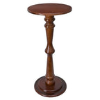 SwallowLiving Small Drink Table, Brown Wooden Round Side Table, Narrow Modern End Table with Pedestal Stand for Small Spaces, Beside Sofa Couch & Office, Tall Plant Display Stand, 12" W x 25" H - color: Brown Hourglass