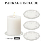 4PCS 4 Inch Clear Glass Candle Plates & Pillar Candle Holders - Small Round Candle Bases/Coasters for Dining & Wedding Table Centerpieces(Candle Not Included)
