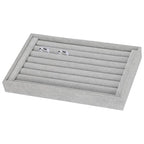 uxcell Velvet 7 Slots Ring Organizer Jewelry Display Tray Showcase Ring Holder Velvet Jewelry Organizer Stand for Rings Earrings Grey - color: Gray