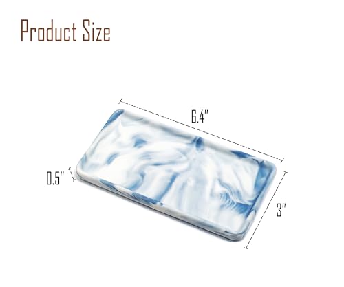 6.4" Porcelain Small Bathroom Tray, Ceramic Countertop and Vanity Tray for Cosmetics, Perfume, Jewelry, Candle - Kitchen Soap Tray for Kitchen Counter (Blue) - color: Blue, size: 6.4" x 3" x 0.5"