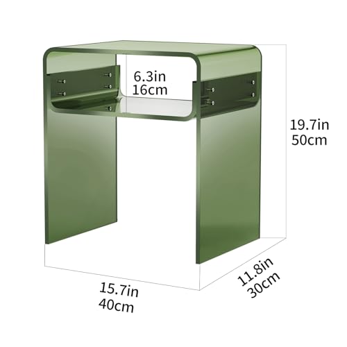 Clear Acrylic End Table 2-Tier Bedside Nightstand for Living Room Bedroom (1, Green) - color: Green