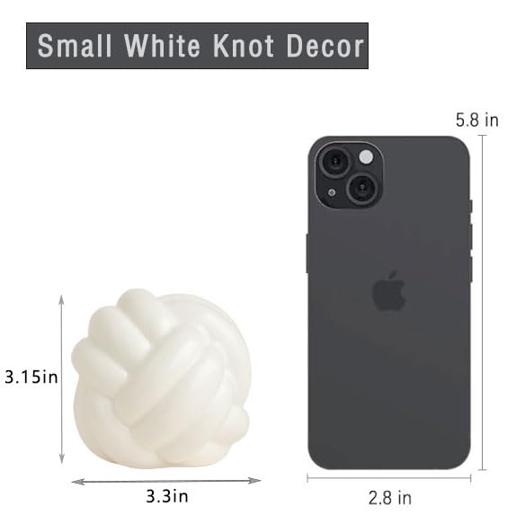 Small Ceramic Knot Decor, Chain Link Decor, Coffee Table Decor, Book Shelf Decor, Entry Table Decor, Aesthetic Minimalist Decorative Objects for Modern Home Living Room, Desk Decor for Office (White) - color: White
