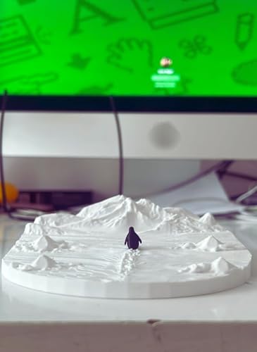 Minimalist Nihilist Penguin Diorama - Arctic Solitude Sculpture - Modern Office Desk Decor & Philosophical Gift