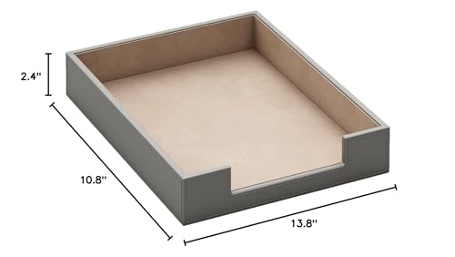 Leather Letter Tray, THIPOTEN Elegant Desk Organizer for Office Supplies, Mail, Paper, File, Magazine, Perfect Office Organization for Desktop(Grey) - color: Gray