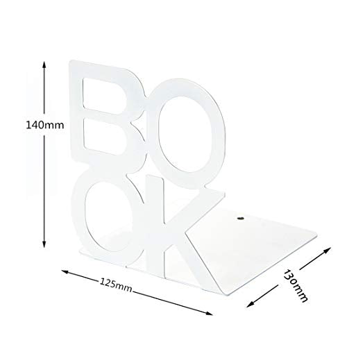 Book Ends - Decorative Metal Book Ends Supports for Bookrack Desk,Books, Unique Appearance Design,Heavy Duty (White, 4 Pair) - color: White, size: 4 pair