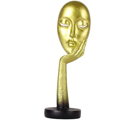 Elegant Abstract Thinking Woman Resin Sculpture - Modern Minimalist Geometric Decor, 7 Colors, 2 Sizes (12" and 15") - Contemporary Art for Living Room and Study (Gold 15 inch) - color: Gold 15 Inch