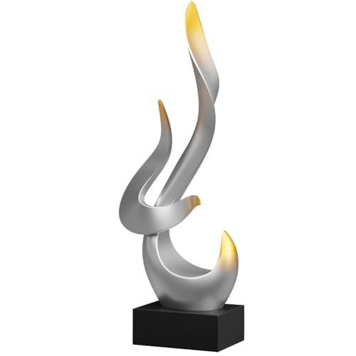 Silver Fire Flame Sculpture, Modern Abstract Resin Statue, Art Statue Home Decor for Living Room TV Stand Coffee Table Shelf Accents Decor - color: Silver, size: Large