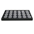 Novel Box Jewelry Display Tray Black Wood 8.25 x 14.75 x 1 Large Jewelry Tray with 24 Gem Jars Insert | Rectangular Display Trays for Collectibles | Rock Collection Tray | Gem Display Tray - color: 24-Gem Jars Black Foam Liner, size: Wood Tray: 8.25 x 14.