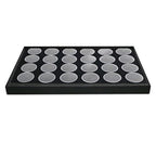 Novel Box Jewelry Display Tray Black Wood 8.25 x 14.75 x 1 Large Jewelry Tray with 24 Gem Jars Insert | Rectangular Display Trays for Collectibles | Rock Collection Tray | Gem Display Tray - color: 24-Gem Jars Black Foam Liner, size: Wood Tray: 8.25 x 14.
