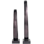 Deco 79 Aluminum Metal Geometric Decorative Sculpture Home Decor Statues with Marble Base, Set of 2 Accent Figurines 17", 14"H, Dark Gray
