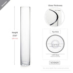 WGVI Quality Thick Weighted Tall Clear Cylinder Glass Vases, 4" W x 24" H, Flower Arrangement Floating Candle Holders Wedding Centerpieces Event Floral Container Tabletop Display Décor, 1 Piece - size: 4"x24"H