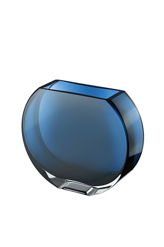 Glass - Vase - Blue - Teal - Round - 7.25" Long - Heavy Durable - Made in Europe - by Barski