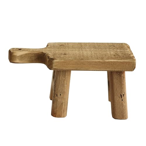 Creative Co-Op Small Wood Pedestal with Handle - color: Natural, size: Square, style: Rectangle