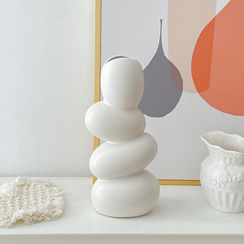 Homoyoyo Abstract Ceramic Flower Vase -Shaped Artistic Desktop Floral Arrangement Vase Home Décor Accent for Living Room and Office