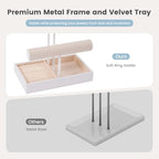 Lolalet Jewelry Holder Tree with Velvet Tray, 4 Tiers Necklace Display Stand Rack with Ring Slots Organizer for Earrings Bracelets Bangles Ring, Valentine's Day Gift -White - color: White