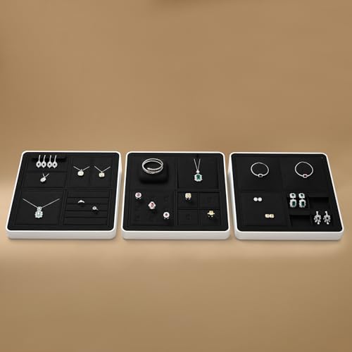 Oirlv Microfiber Jewelry Display Storage Tray Stud Earrings Tray Multi-Compartment Dresser Jewelry Tray - style: P13717