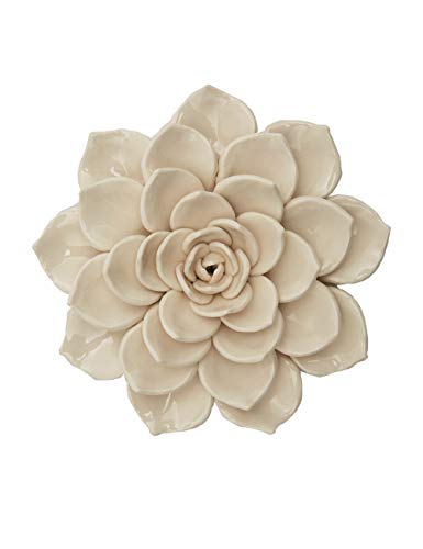 SEINHIJO Ceramic Flower Wall Decor 3D Wall Art Sculpture Modern Art Gift for Bedroom Living Room Home Office Yellow 6.7 Inch