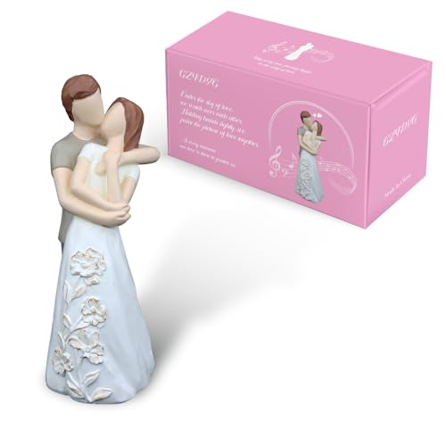 White Couple Embracing Resin Figurine, 6.1" H, Romantic Gifts for Him & Her, Abstract Romantic Design, Engagement Anniversary Wedding Keepsake Home Decor - style: White Couple Embrace