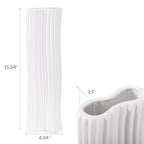 Howard Elliott Collection Hirst Ceramic Vase, White Ripple Texture Modern Abstract Decorative Flower Vase for Weddings, Floral Arrangements, Living Room & Home Decor, 4.75 x 4.75 x 15.75 Inch - size: 15.8"L x 4.8"W