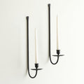 Metal Wall Candle Sconce Holder Set of 2 Wall Mount Candle Holders Modern Wall Candle Sconces Hanging for Living Room Farmhouse Fireplace Wedding 16.5"×5"×3" (Black) - color: Black
