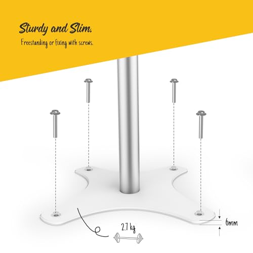 Tablet Floor Stand Compatible with 10.2" iPad 7 8 9, Rotate Lockable Metal Tablet Enclosure+Aluminum Pole+Metal Base - BSF302WT - color: White, size: iPad 7/8/9 (10.2")