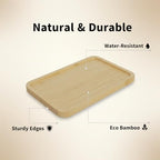 Bamboo Vanity Tray, Bathroom Counter Tray Natural Wooden Decorative Tray Kitchen, Shower, Dining Table Vanity,10×6.9 Inch - size: 10" x 6.9" x 0.6"