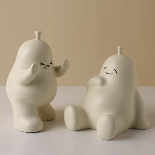 Linxia Pear Bookends Vanilla White Ceramic Creative Bookends for Shelves Book Holder Stopper for Books/Movies/CDs/Video Games (1 Pairs) Backrest Style - color: Vanilla, size: Backrest style
