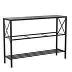 Hoctieon Industrial Console Table, 3 Tier Entryway Table, Hallway Table, Narrow Sofa Table with Shelves, Entrance Table for Entryway, Rustic Brown&Black - color: Rustic Brown & Black