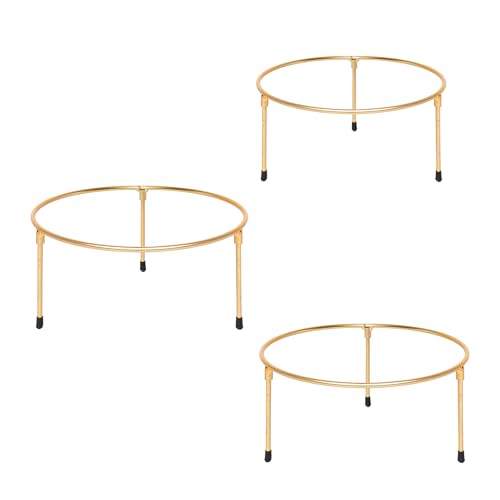 HPC DECOR Set of 3 Gold Metal Wire Pizza Pan Riser Stands-Round Pizza Tray Riser Rack ,Tabletop Display Racks for Food Platter Tray- Metal Display Stands,Pizza Rack Tray for Home,Restaurant and Party.