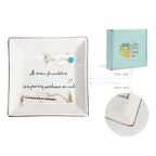 HOME SMILE Friends Gifts for Women Her Ring Trinket Dish Jewerly Tray-A True Friendship is a Journey Without an end-Birthday Gifts for Friends Female - style: Friend