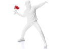 Banksy Flower Thrower Sculpture, 8.5 inch White Banksy Street Graffiti Art Statue Replica, Inspirational Sculpture Gifts Peace Hope - color: White
