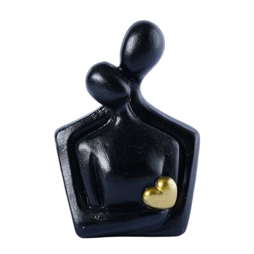 Abstract Couple Sculptures Statues for Home Decor Resin Love Statue Modern Tv Stand Decor Small Decor for Shelves Romantic Bedroom Decor for Couples, Black - color: Black