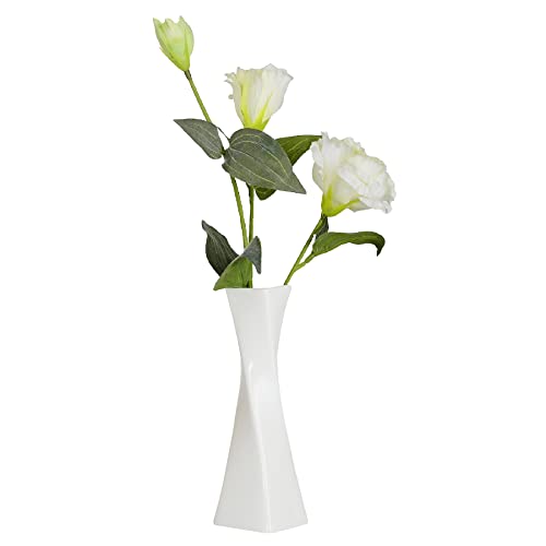 Bud Vase, White Small Ceramic Vase for Modern Home Decor, Flower Vase for Centerpieces Twist Minimalism Style Fit Table Shelf Fireplace Bedroom Kitchen Living Room Office