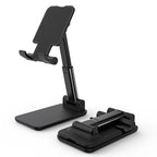 Cell Phone Stand, Adjustable Angle and Height Cell Phone Holder for Desk, Foldable and Portable, Anti-Slip Silicone Pad, Compatible with All Mobile Phones and 4-8 Inch Devices, Black - color: Black