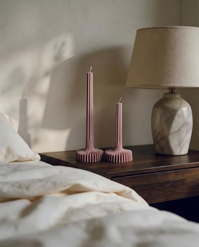 LAWA Set of 2 Vase Candle - Beautiful Handmade Pillar Unscented Soy Wax Elegant Aesthetic Housewarming Gift Home Room Shelf Decor Idea (Dusty Rose) - color: Dusty Rose