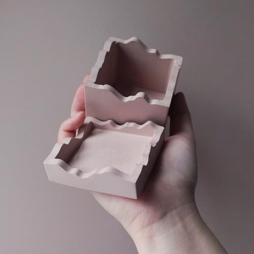 Square Box Mold with Irregular Edges, Creative Candle Vessels Jewelry Holder Resin Concrete Molds, Unique Storage Container Jar Dish Display Silicone Molds DIY Epoxy Resin Art Craft Kit