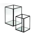 yshengood Hurricane Candle Holder Set of 2 Pcs, Black Candle Holder for Pillar Candle - size: 2-Piece Set (1 Large + 1 Medium)