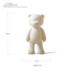 Bear Sculpture Statue Animal Figurine Gift Home Decor Modern Art for Living Room Bedroom Polyresin White 12 Inch