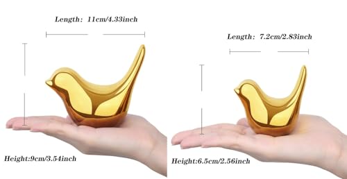 LAIDANLA Small Birds Statues Golden Modern Style Home Decor Birds Small Animal Sculpture for Living Room Office Desktop Shelf Coffee Table Bedroom（2pcs） - color: A-golden