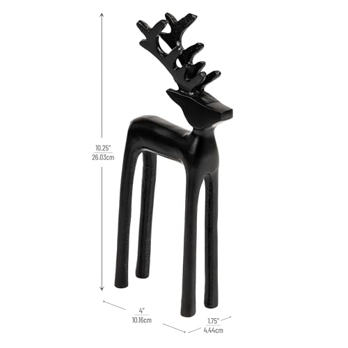 Mind Reader Modern Metal Reindeer Figurine, Sleek Aluminum Winter Holiday Decor, Rustic Contemporary Accent, Black - color: Decorative Reindeer