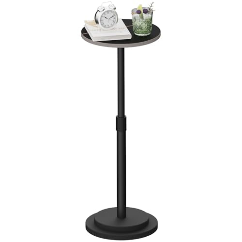 Height Adjustable Drink Table, Vintage Round Indoor Metal Plant Stand, for Small Spaces, Living Room, Bedroom, Cocktail, 1 Pack, Black, GBZ001CB-1 - color: Black, size: Rotundity