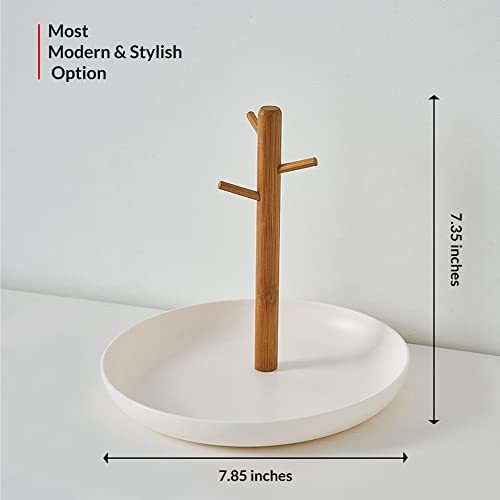Shinpuru Key Tray & Key Bowl, Jewelry Tray with Wood 3-Tier Hanging Organizer - Multi-Functional Entryway Tray, Perfect for Key Bowl, Ring Holder, Jewelry Dish Organize (White Round) - color: White Round