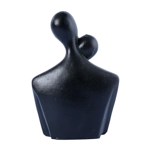 Abstract Couple Sculptures Statues for Home Decor Resin Love Statue Modern Tv Stand Decor Small Decor for Shelves Romantic Bedroom Decor for Couples, Black - color: Black