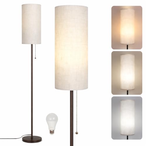 Ldeco Floor Lamp for Living Room, Modern Standing Lamps with Lampshade, Minimalist Tall Lamp with Chain Switch for Living Room, LED Bulb Included (Beige+Brown) - color: Beige+Brown