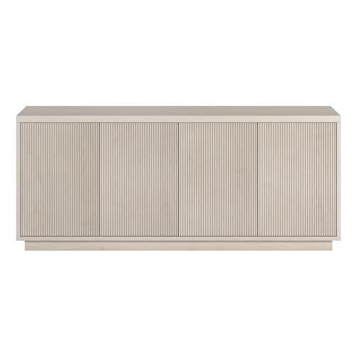 Henn&Hart Fluted TV Stand for TVs up to 65" with 2 Concealed Ribbed Storage Cabinets and Adjustable Shelves for Living Room, Family Room, or Office, Beech White - color: Beech White, size: 57" TV Stand