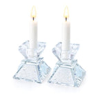 Tamara Baskin Art Glass – Handmade Crystal Shabbat Candle Holders Set - Sparkling Opal White - color: Sparkling Opal White