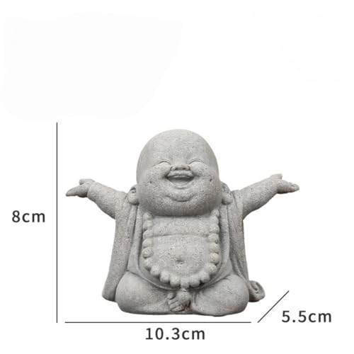 Stone Buddha Sculpture Zen Praying Statue Sculptures Ornament for Wealth Good Luck Feng Shui Decor Home Office Fish Tank Decoration