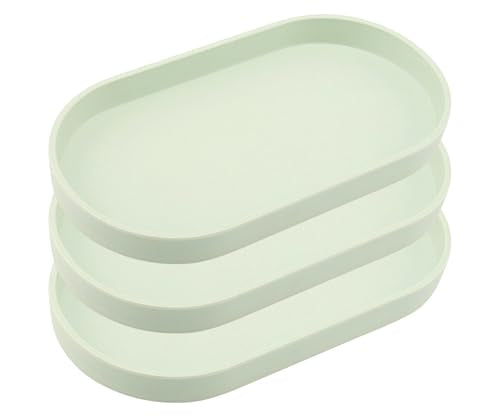 Green Small Tray (10 inch), 3 Pack Oval Tray for Kitchen Counter, Bathtub Bathroom Vanity Items, Countertop Organizer, Coffee Accessory, Bar, Serving Seasoning, Salt and Pepper, Soap, Perfume. - color: Green-3 Tray, size: 10.2" x 5.5" x 1.1"