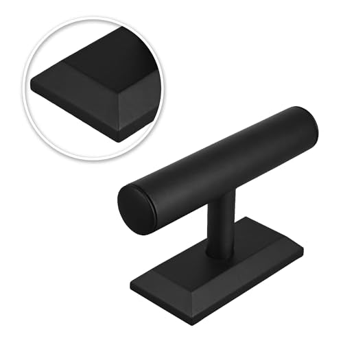 MOOCA Black Deluxe PU Faux Leather Jewelry Holder Organizer, Wooden Bracelet Holder Stand, T-Bar Display Stand, Jewelry Organizer Stand for Bracelets, Bangles, and Watches - color: Black Faux Leather