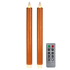 Flameless Taper Candles Flickering with Remote and Timer, 3D Moving Flame Taper Candle Battery Operated to 400 Hours, 9 Inch Window Candles, (Orange) - color: Orange